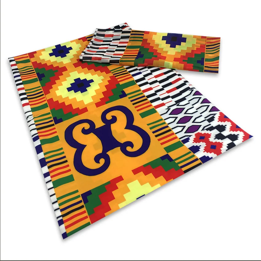 

Latest African fabric High Quality Ghana Print Fabric pure Silk fabric Vintage african fabric 4+2 yards