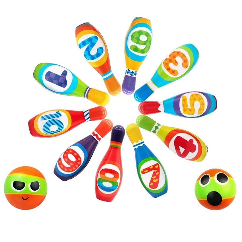 Kids Foam Bowling Set 10 Indoor Colorful Soft Pins 2 Balls Toddlers Toys Printed with Number Sport Gift for Baby Boys | Игрушки и хобби