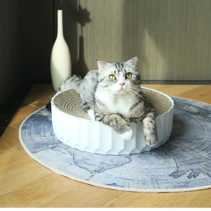 Cat Catnip Scratch Board Bowl Type Nail Scraper Mat Bed Toy Cats Scratcher Corrugated Paper Kitten Pad Rest Pet Supplies | Дом и сад