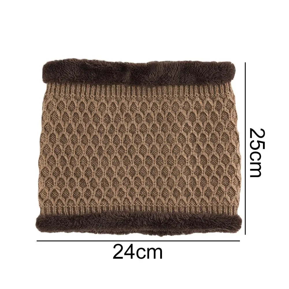 

Hats Women Winter Mesh Rhombus Fleece Woolen Knit Beanie Hat Elastic Cap Collar Scarf