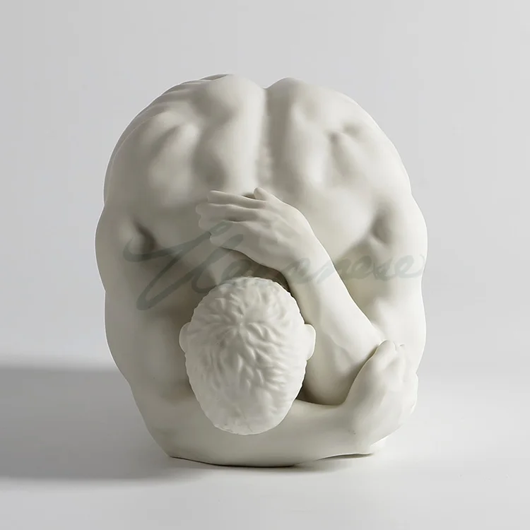 

ceramic matte glaze naked man kneeling head over birthday gift decoration table top ornament factory direct sale hot