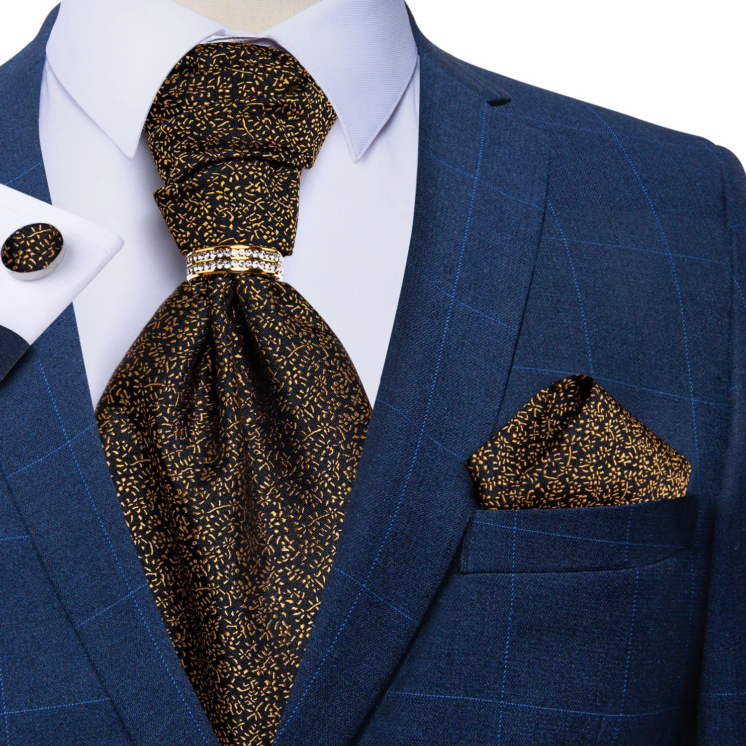 

Золотистый цветочный Мужской винтажный аскотский галстук формальный свадебный шелковый галстук для мужчин роскошный аскотский галстук но...