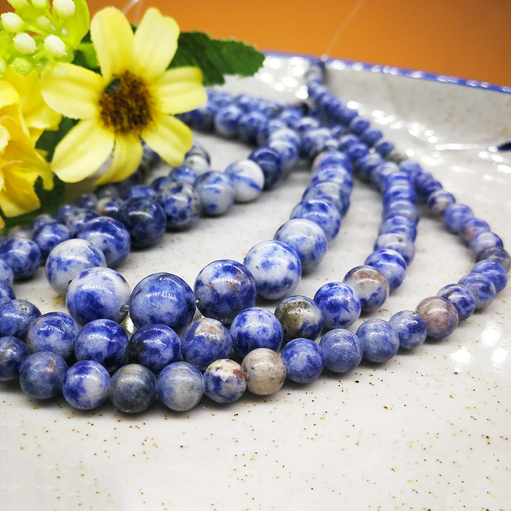 Популярные бусины из натурального камня белый и синий кальдалитовый камень для