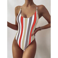 one piece swimsuit push up sexy bathing suit women swimming for beach wear striped swimwear monokini female swimwear trajes