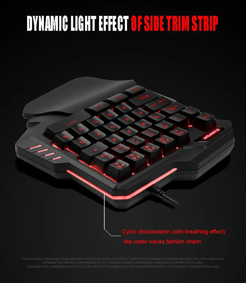 Механическая игровая клавиатура и мышь одной рукой набор с RGB-подсветкой