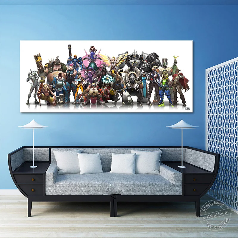 Цельнокроеное платье без рамки &quotHeroes of The Storm&quot видео игры плакат Overwatch Холст