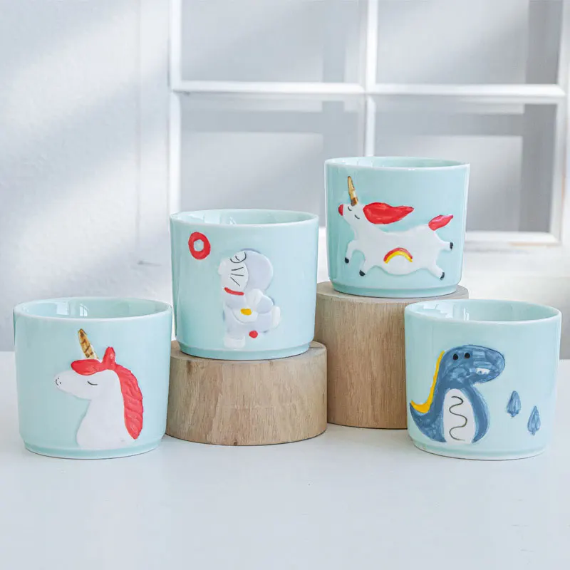 Корейский керамический цветочный горшок с изображением животных суккулентов