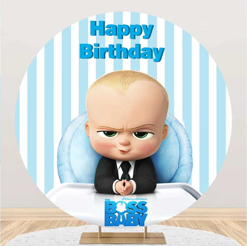 

Cartoon Baby When Boss Blue Shine Background Boy Birthday Party Decorates 3D Children Photo Photography Studio Digital Backdrop
