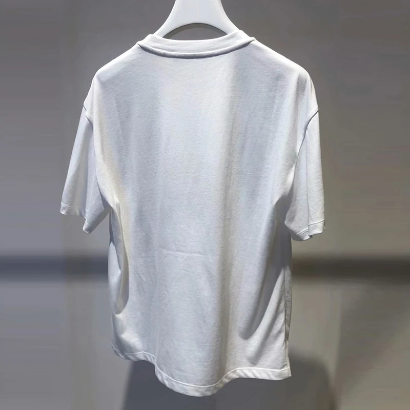 

AELESEEN Runway Fashion White Tees 2020 Summer High Quality Flower Embroidery Letters Dots Casual Holiday T-Shirts