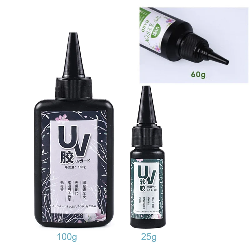 25/60/100g UV Resin Glue Ultraviolet Curing Solar Cure Sunlight Activated Hard DIY Quick Drying For Jewelry Crafts Making Tool | Украшения
