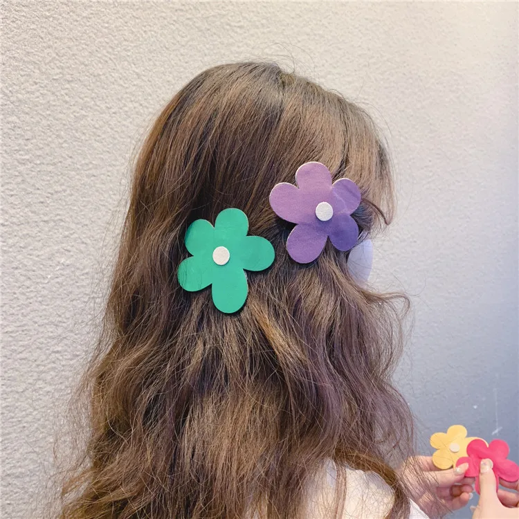 Новинка корейский стиль простая заколка для волос с большим цветком девочек