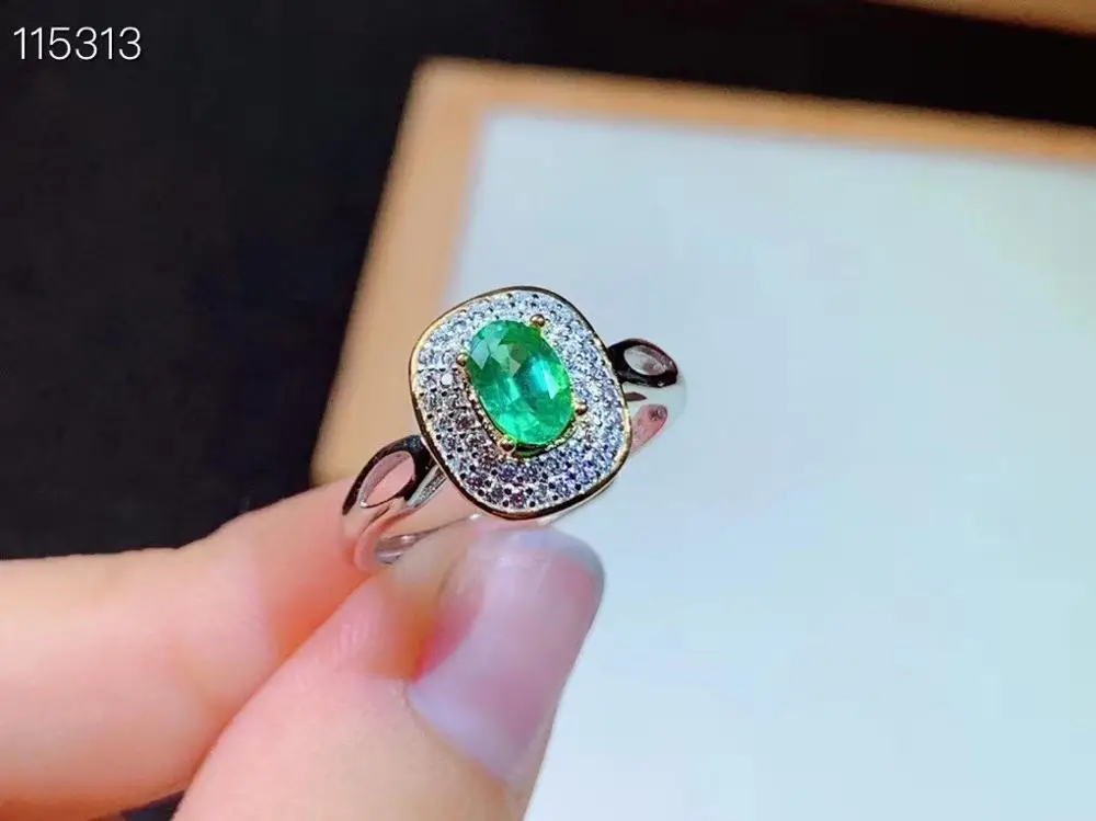 

100% Natural and Real Best Gift Real Natural Natural emerald ring 925 sterling silver Fine jewelry For men or women