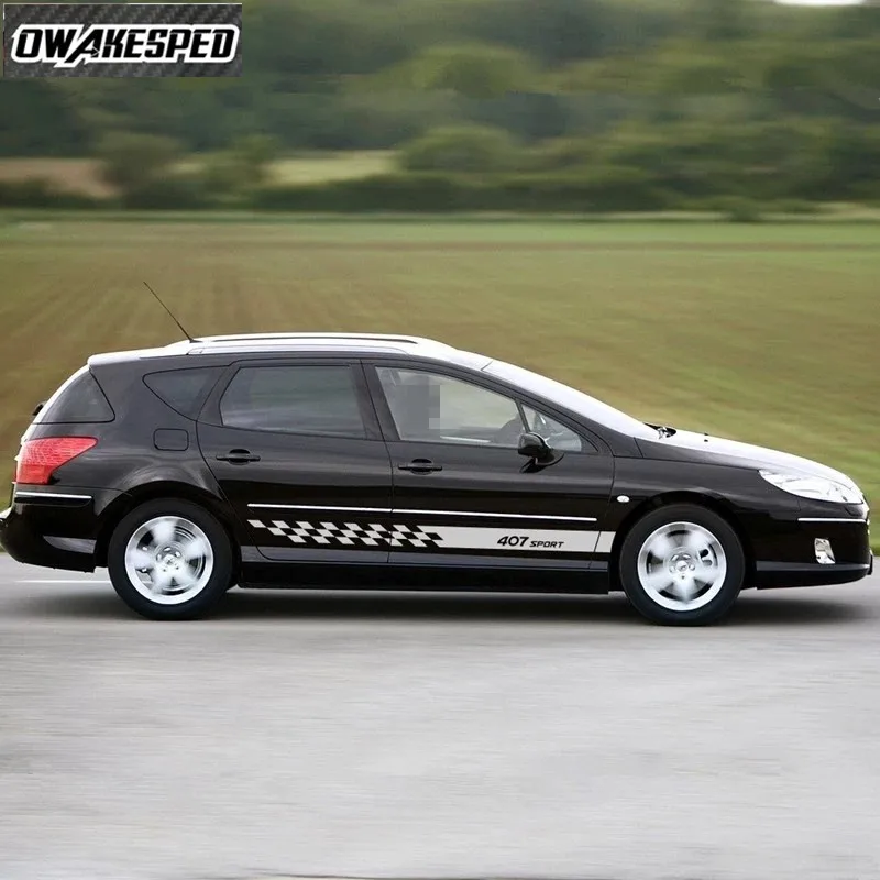 

Для PEUGEOT 407 ST SW Coupe автомобильный Декор кузова виниловые наклейки двусторонние спортивные полосы Автомобильная дверь юбка наклейка