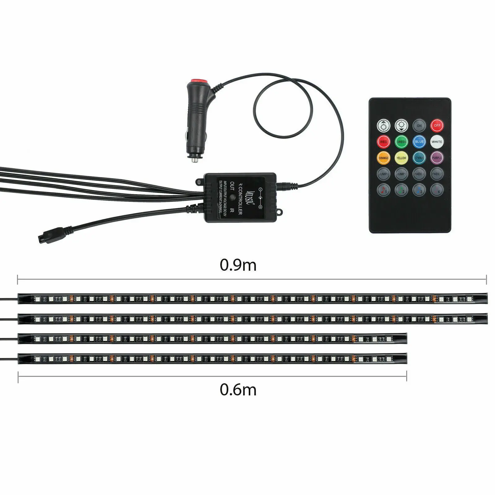 Car Interior Atmosphere LED RGB Strip Light Dashboard Floor Foot Decorative Lamp Music Control RV Caravan Accessories | Автомобили и