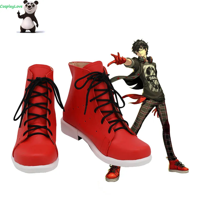 

Persona 5: Dancing Star Night Protagonist Akira Kurusu Ren Amamiya Red Cosplay Shoes Long Boots Leather Custom Made CosplayLove