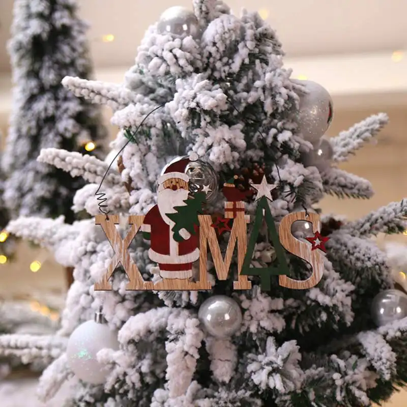 Веселые рождественские колокольчики деревянные подвесные украшения X168