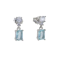classic crystal sea blue cubic zirconia stud earrings for women 100 925 sterling silver cute stud jewelry simple luxury gifts