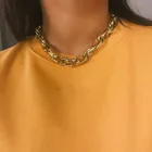 Ожерелье-чокер в стиле панк, массивное ожерелье под воротник в стиле хип-хоп, объемная цепь из алюминия золотого цвета, Ювелирное Украшение для женщин