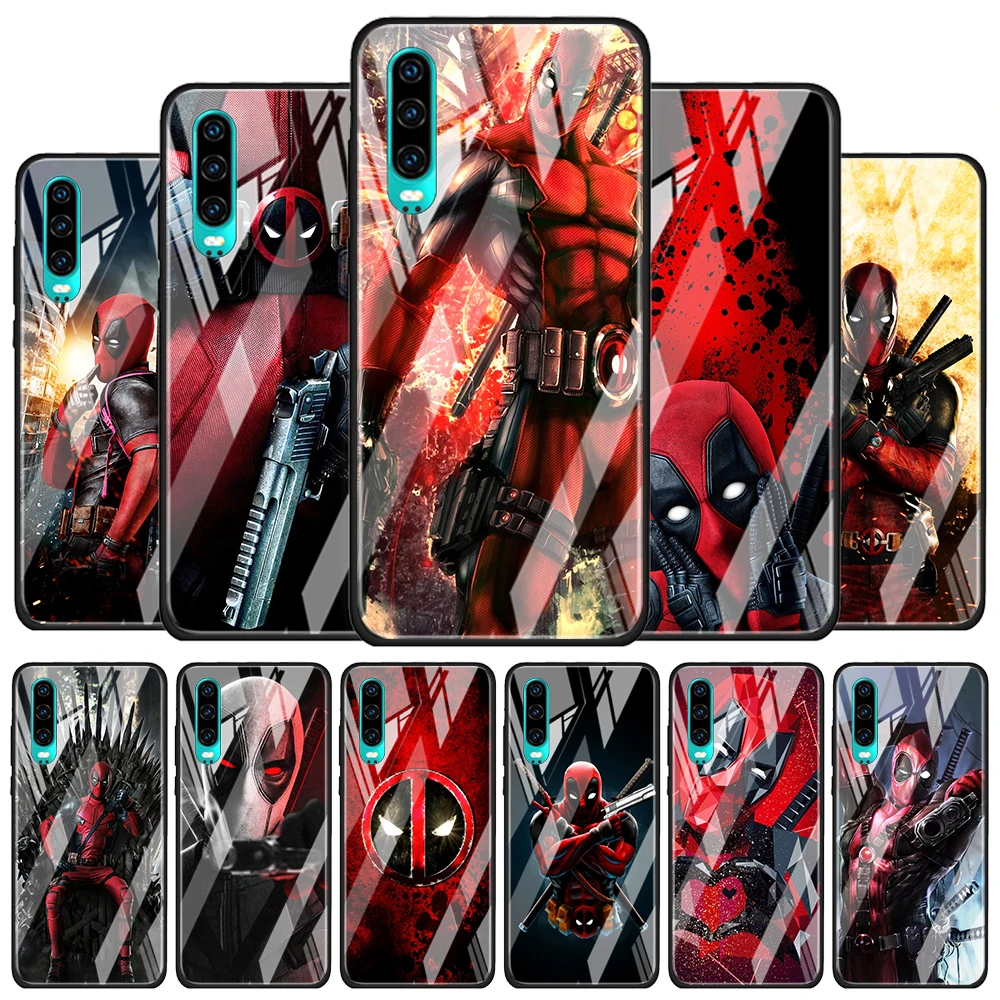 

Deadpool Hero Marvel for Huawei P40 P30 Pro Plus P20 P10 Lite P Smart Z 2021 2020 2019 Luxury Tempered Glass Phone Case