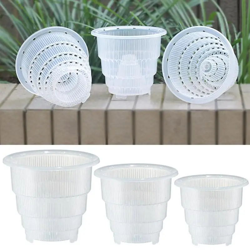 

2022 New Mesh Pot Plastic Clear Flower Planting Container Soilless Cultivation Basket Plant Grow Cup Home Gardening Decor Bucket