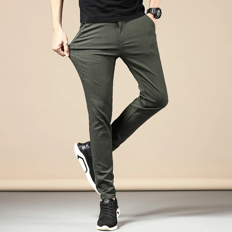 

Luren 2021 New Autumn Men's Business Slim Casual Pants Fashion Classic Style Elasticity Trousers Male Brand Gray Green Black