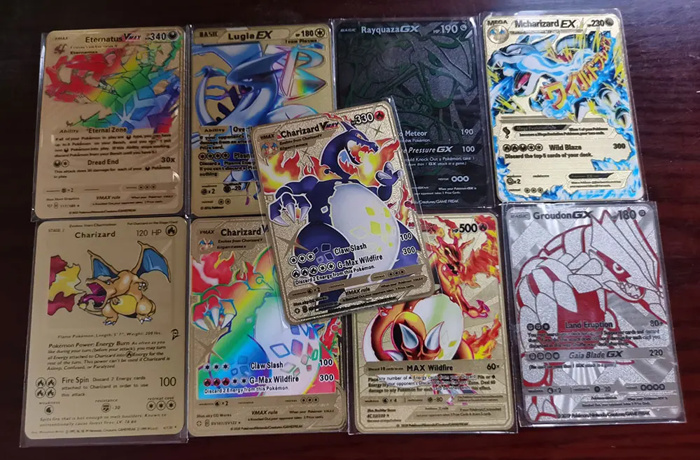 Pokemon Metal Cards DIY Card Пикачу Чаризард Golden Limited Edition Kids Gift игровая коллекция карт |
