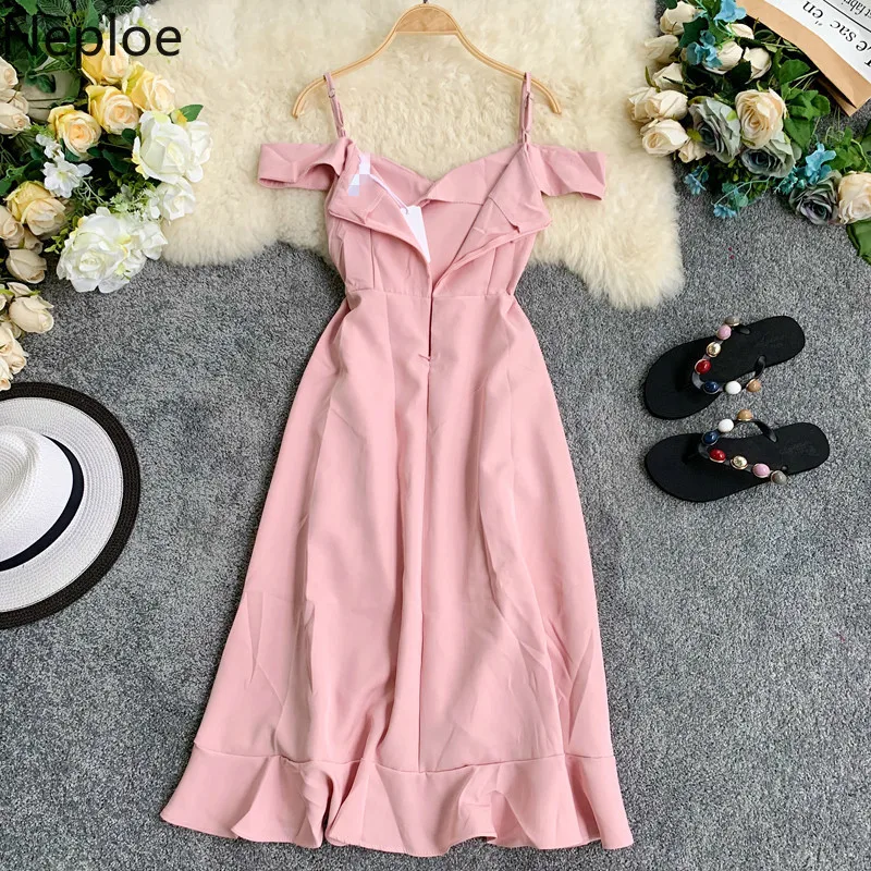 Женское платье без рукавов Neploe однотонное с v образным вырезом и асимметричными