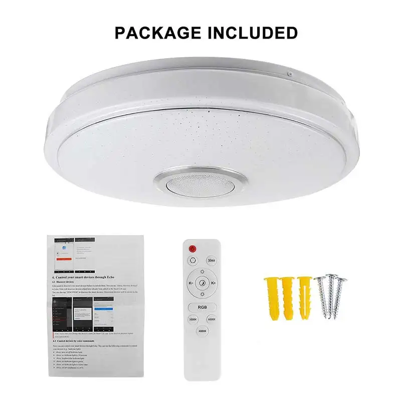 

Ultra Thin Led Ceiling Light Dimmable Panel Lamp With Bluetooth Speaker Remote Control Bedroom Colorful Music Ceiling Lights