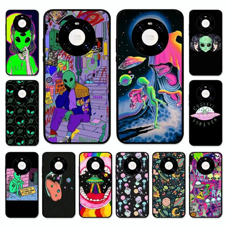 

Aesthetics Cute Cartoon alien space Phone Case For Huawei Nova 7 Se 5 3i 3e 3 2 5i Mate 10 20 Lite 30 40 Pro 20x 9 Cover