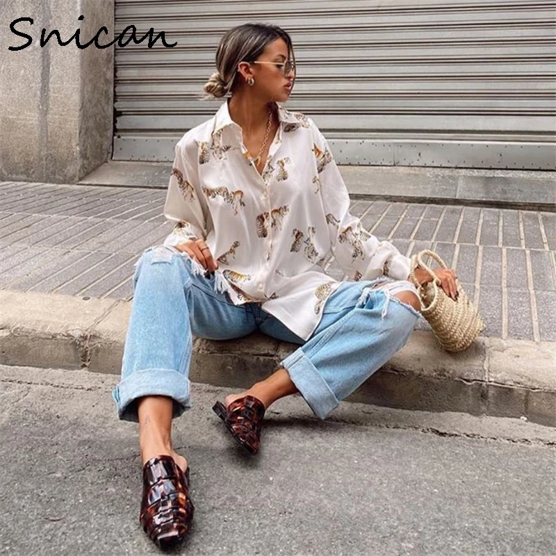 Элегантная офисная Дамская блузка с принтом тигра женские топы модные