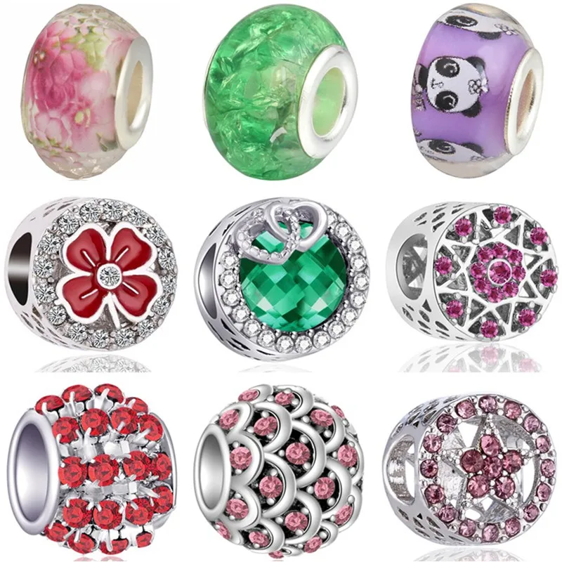 Женские браслеты Pandora европейские Роскошные бусины с краями звездочками и