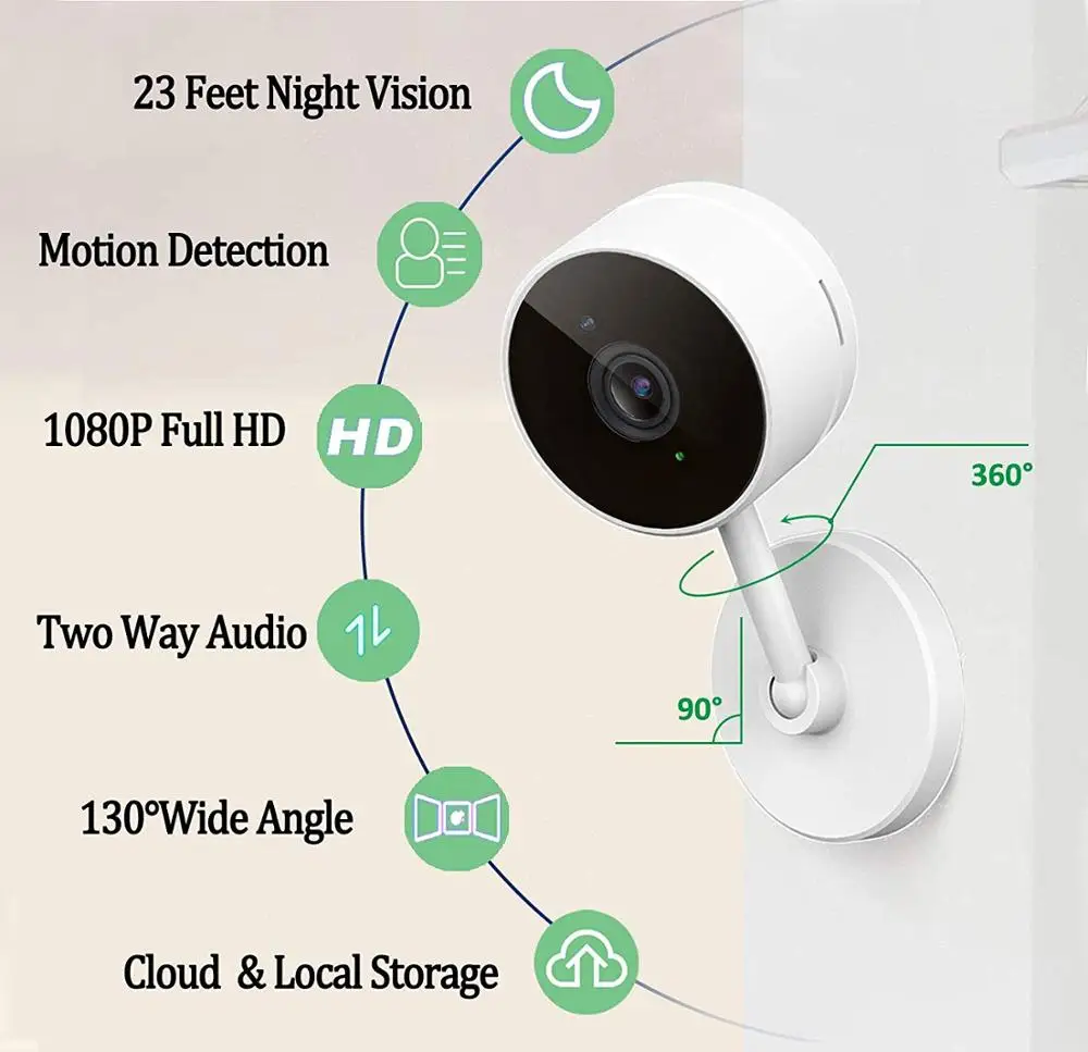 Умная Wi Fi камера 1080p беспроводная комнатная IP видеонаблюдения 2 4G с ночным