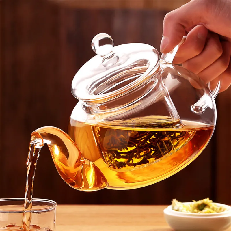 Высококачественный термостойкий прозрачный стеклянный цветочный чайник