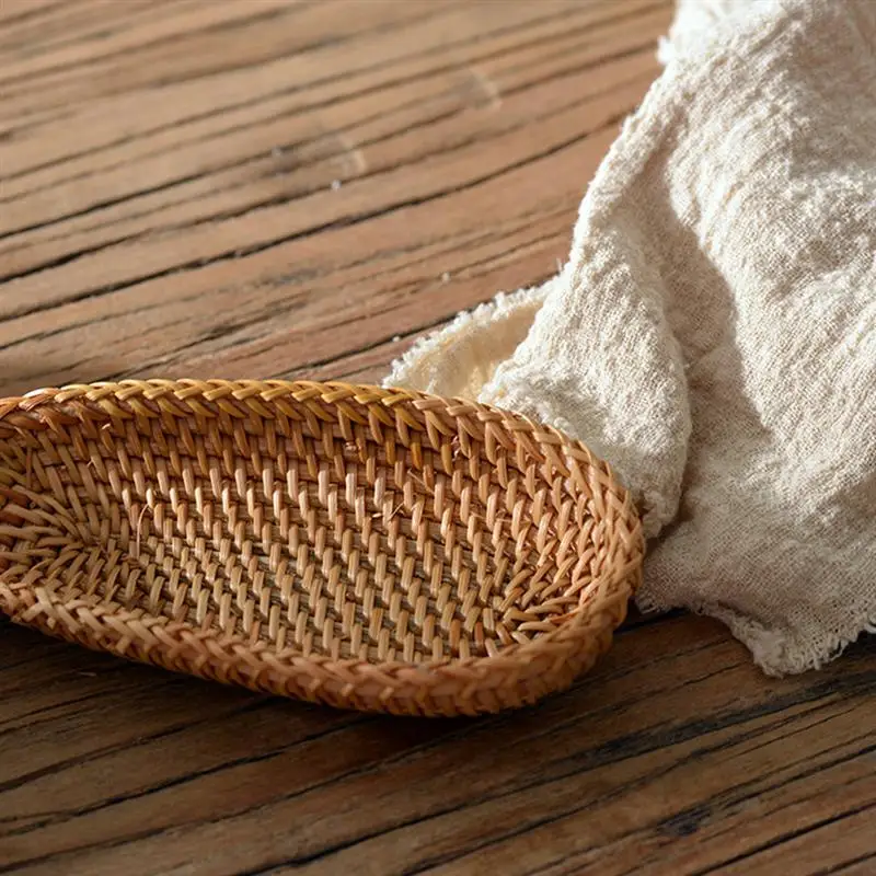 Плетеная корзина из ротанга 1 шт. для хранения фруктов закусок ложек контейнер