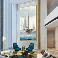 sailing boat oil painting for wall decoration hand drawn seascape picture on canvas art poster for living room entrance no frame