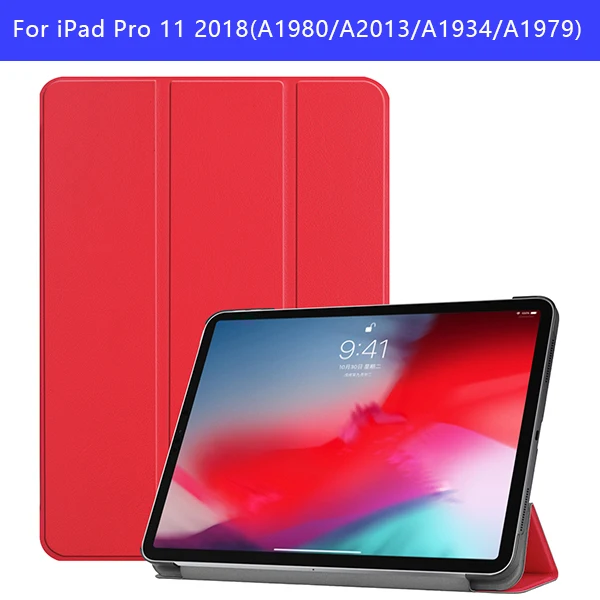 IPADPRO11 KST RD Чехол для планшета для ipad pro 11, однотонный чехол из ТПУ, чехол для нового ipad pro 11 с держателем для карандашей, Смарт, трехслойная подставка - Цвет: IPADPRO11 KST RD