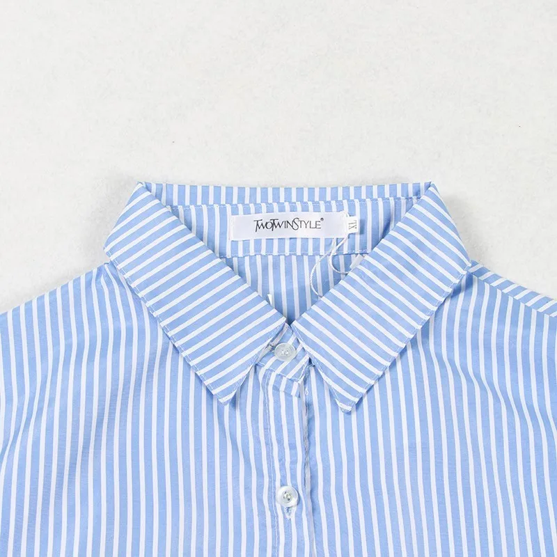 GALCAUR Casual Striped Shirt For Women Lapel Long Sleeve Loose Irregular Blouse Female Fashion Clothes 2020 Summer New Tide | Женская