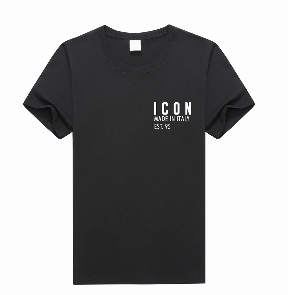 Футболка dsq Мужская и женская с логотипом значка Повседневная рубашка из 100%