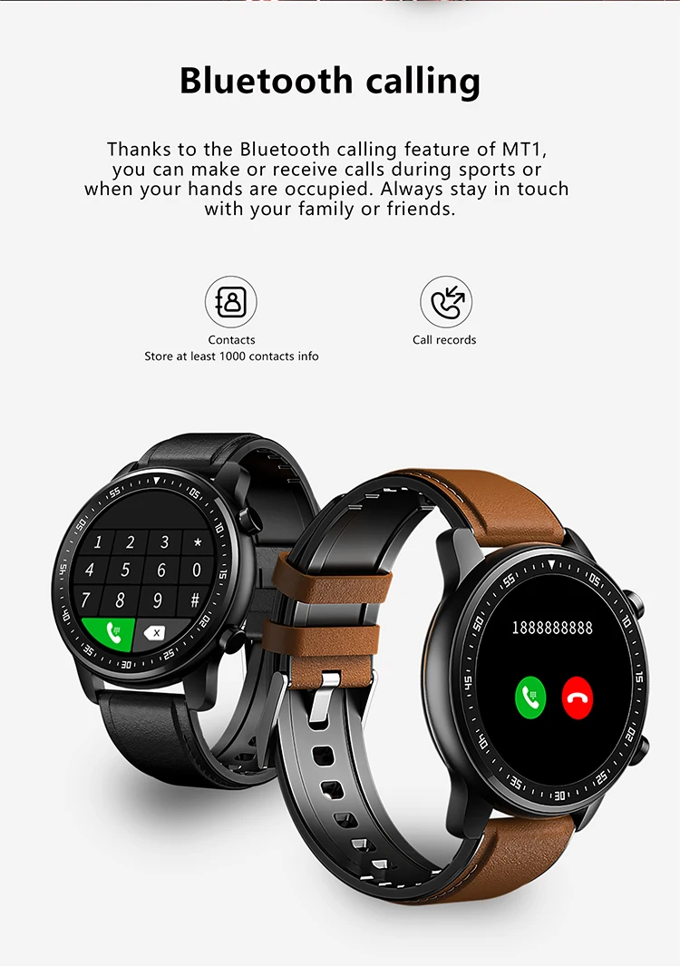 MT1 Smart watch Bluetooth Call Play Music Switchable Dial Men Heart Rate Fitness Tracker Waterproof Wearable Devices VS DT78 L11 |