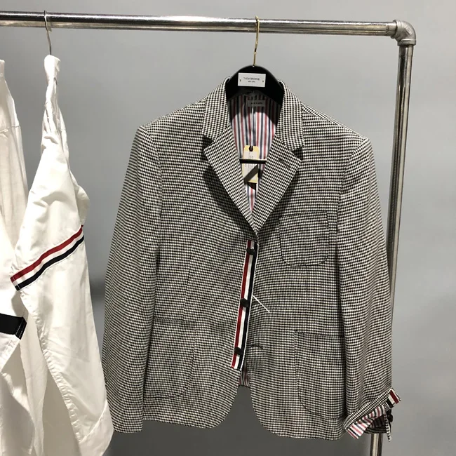 

Мужской однобортный Блейзер в клетку, серый приталенный шерстяной пиджак, повседневная одежда для зимы, 2021
