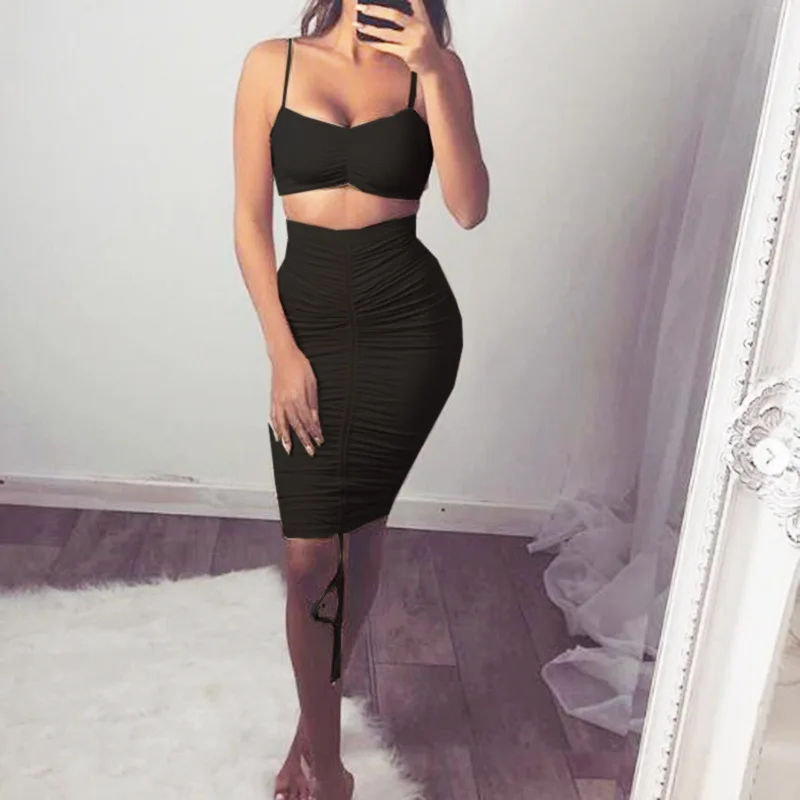 Регулируемая длина комплект из двух предметов топ юбка Женский 2 шт. сексуальные