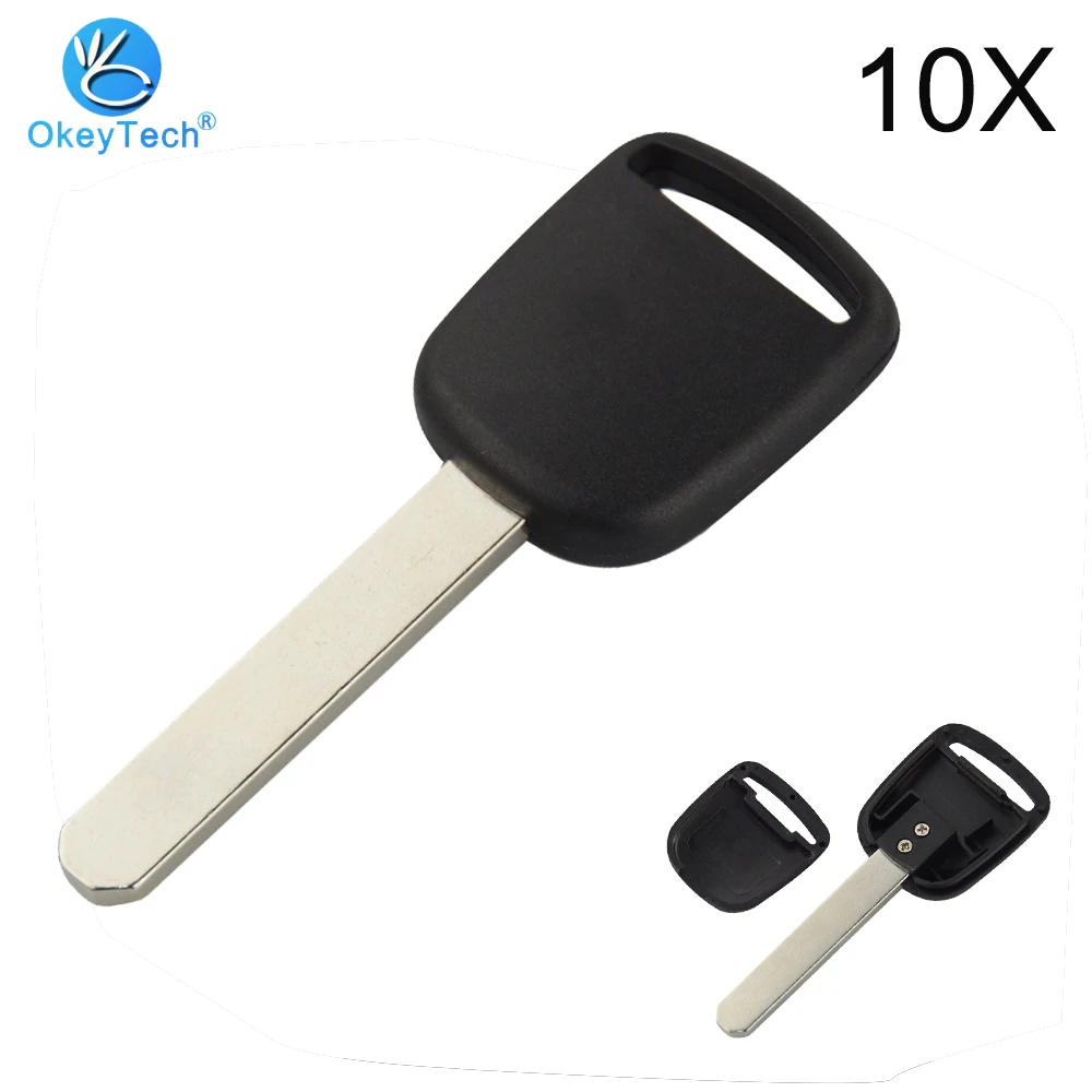 

OkeyTech 10pcs/lot for Honda Civic City Spoiler Crv Accessories Transponder Car Send Key Shell HON66 Uncut Blank Blade Key Ring
