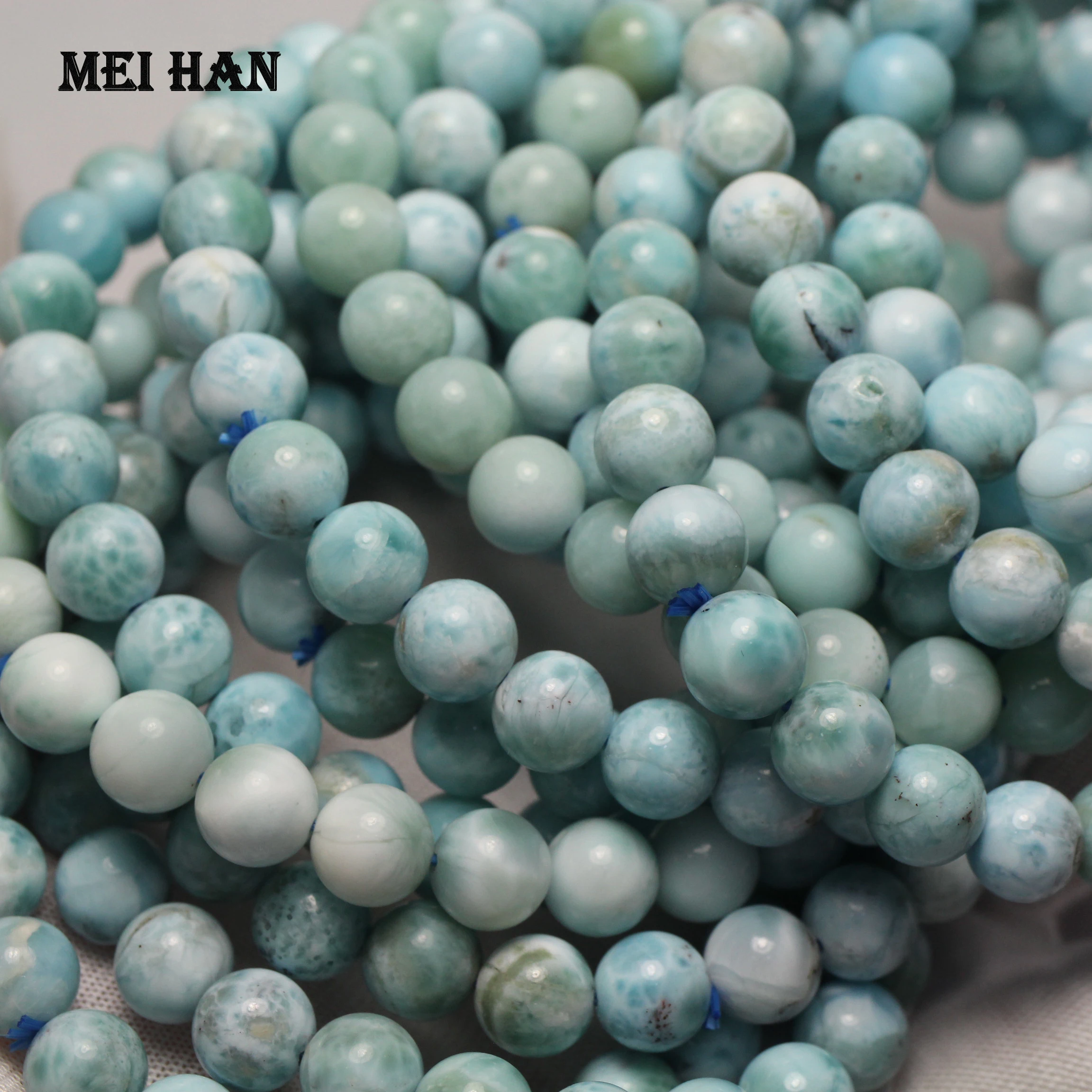 Meihan натуральный редкий Доминик larimar 8 мм (1 браслет/набор) Гладкие Круглые