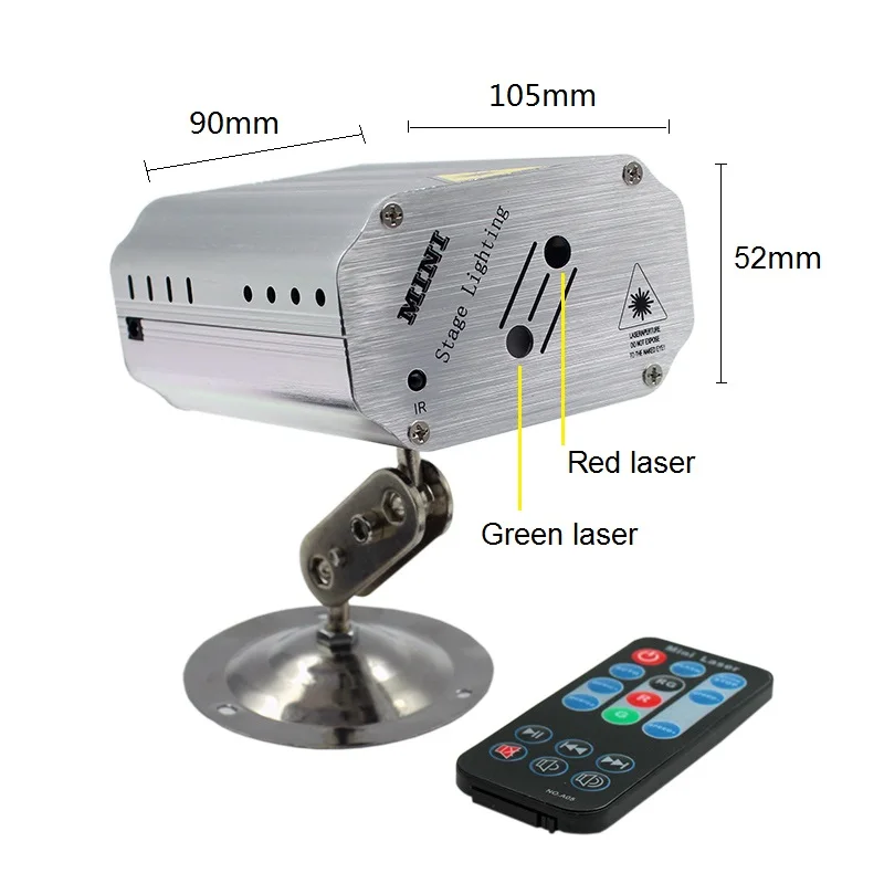 

LED Laser Stage Lighting Effect Mini Laser Projector Disco Party Lights Red Green DJ DMX Holiday KTV Show Sound Control Luces