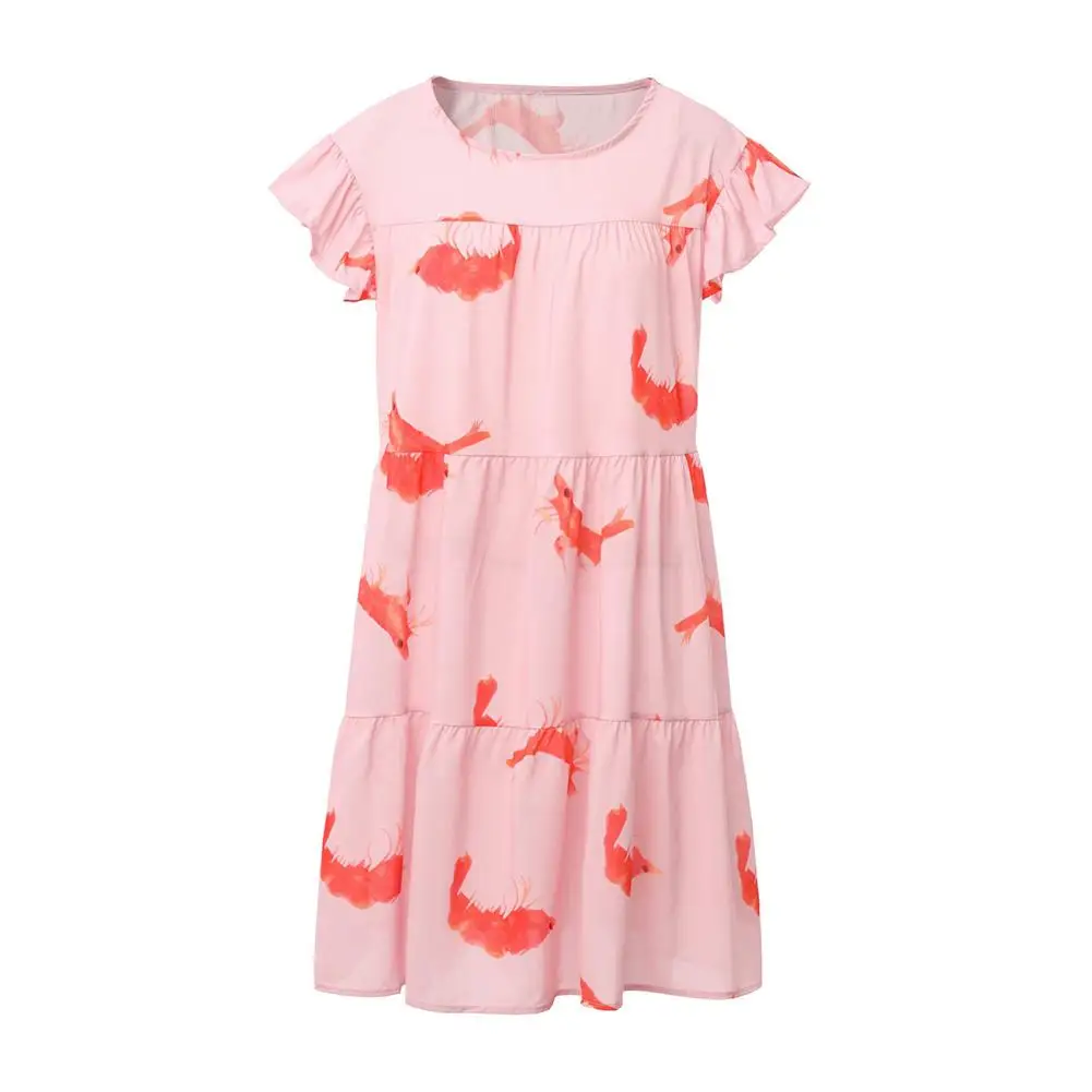 

dress women summer Women summer dress O Neck Short Sleeve Floral Print Large Hem A Line Dress femme Robe