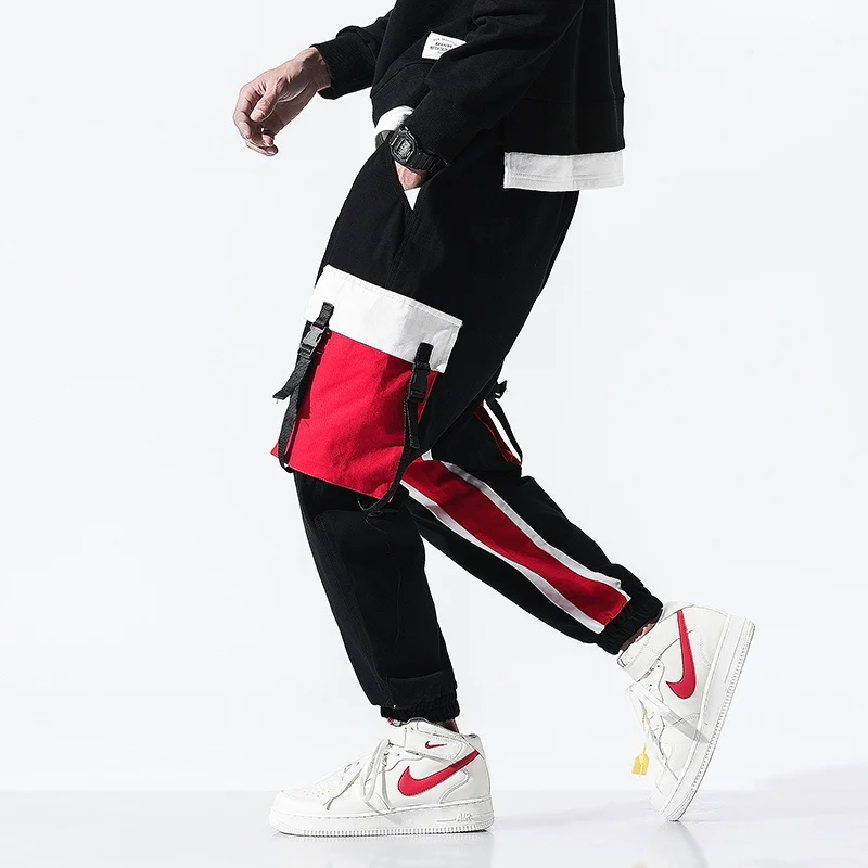 

Ribbons Multi Pockets Cargo Pants Men Harajuku Casual Track Trouser Hip Hop Streetwear Pants Joggers Men