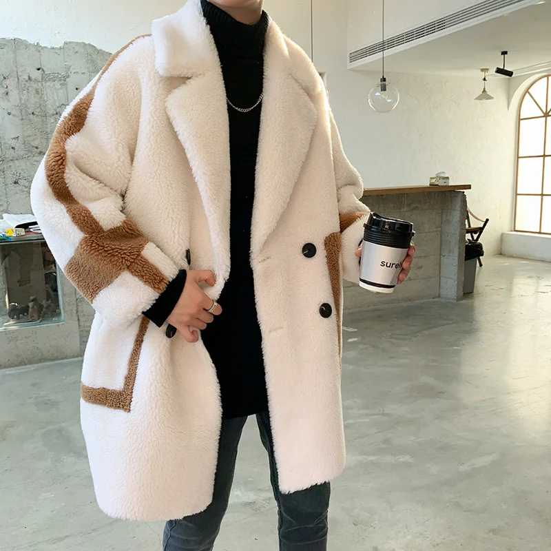 Мужское длинное шерстяное пальто Плюшевые куртки chaqueta cuero hombre мужское зимнее
