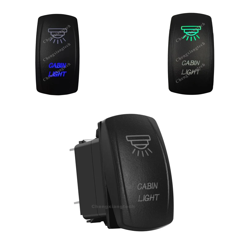 

Up Green & Down Blue Led Light Rocker Switch - CABIN LIGHT - 3 PIN SPST ON-OFF for Car Maine Boat Rocker Switch Panel DIY