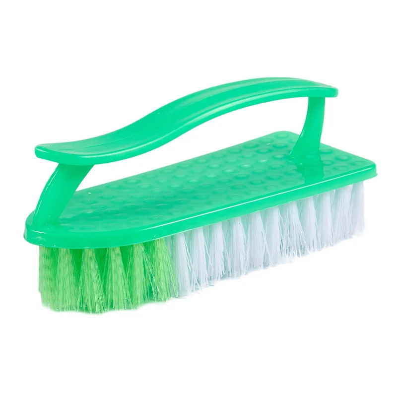 

Plastic Handle Soft Bristle Cleaning Scrubbing Brush Green White