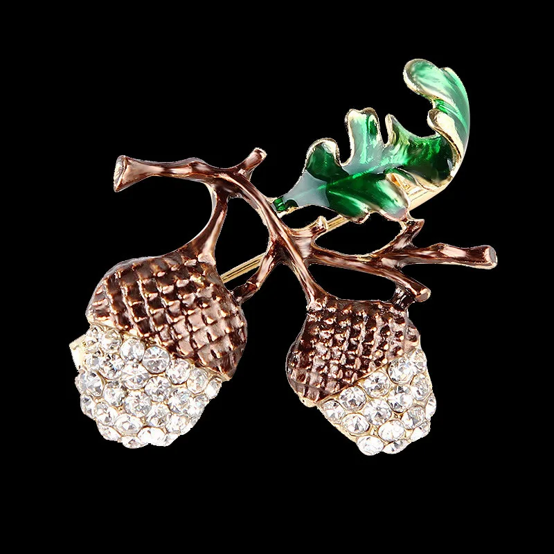 

Rhinestone Pine Tower Enamel Brooches Men Women's Plants Weddings Banquet Party Brooch Oak Acorns